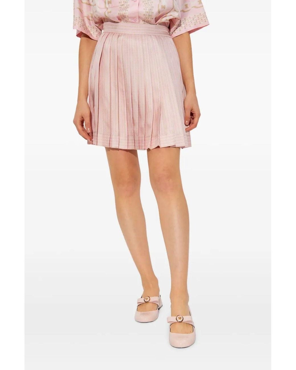 Versace Pink Skirt 'Chain Pinstripe'