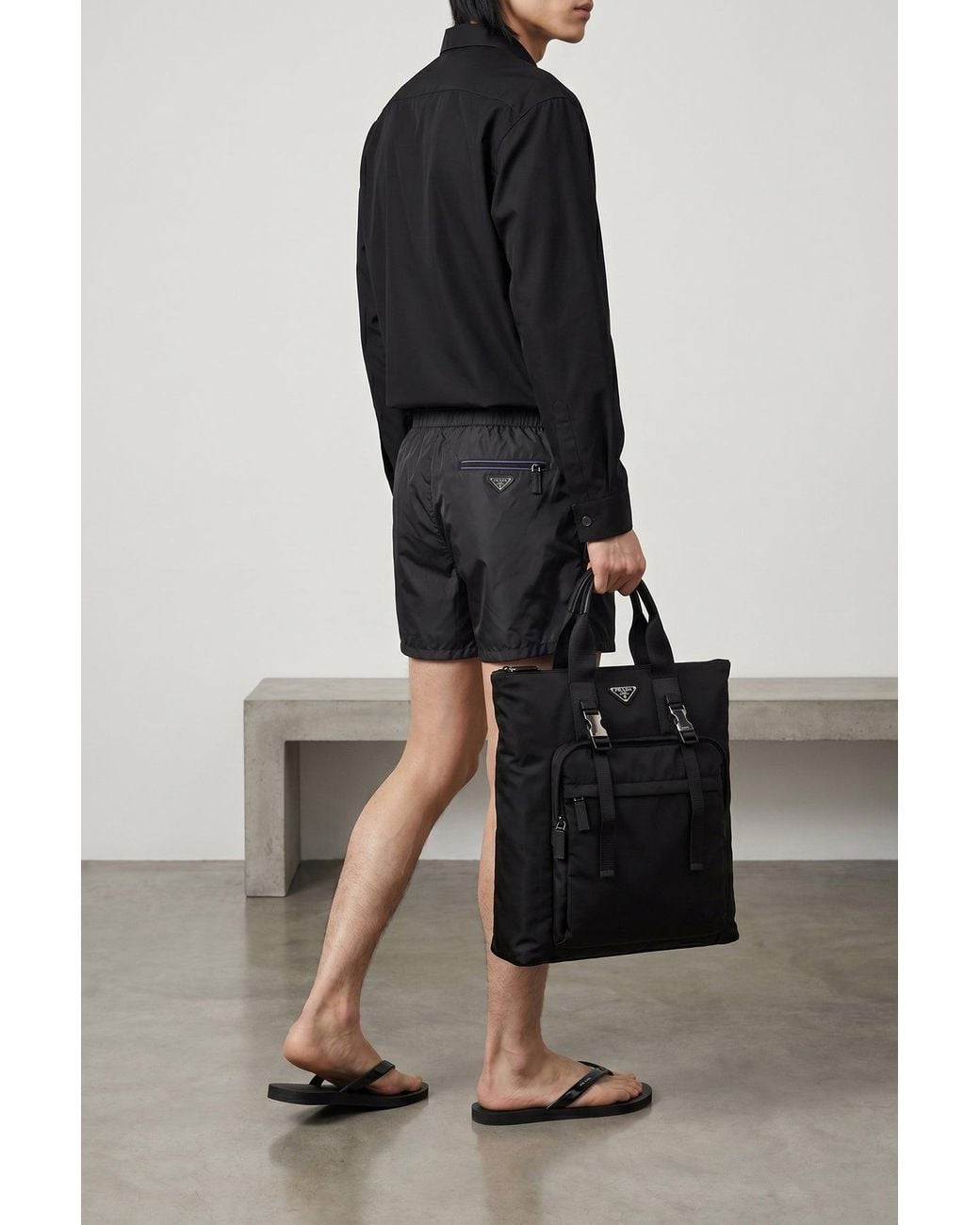 Prada Black Zip-Up Cotton Shirt for men