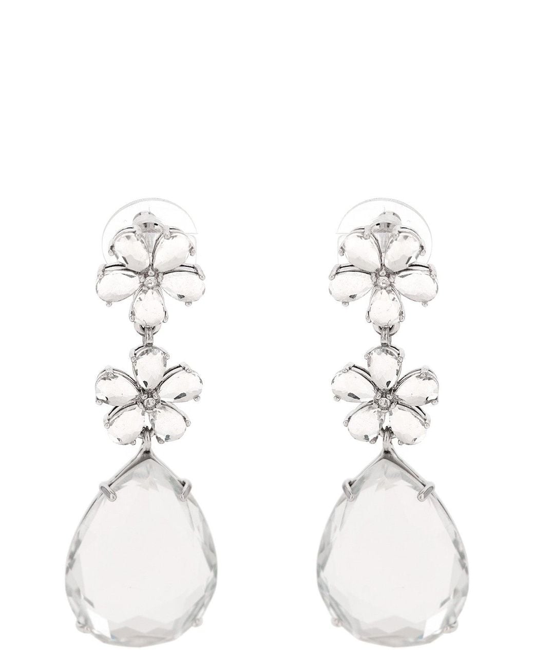 Self-Portrait White Self-Portrait Earring With Teardrop Pendant