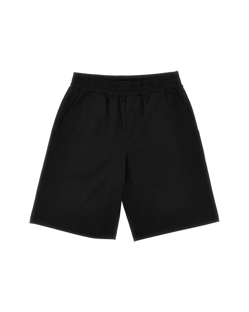 Moncler Black Shorts 'Logo Patch Bermuda' for men