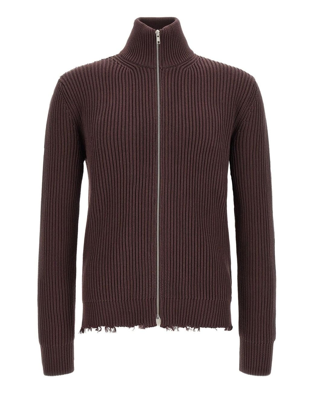 MM6 by Maison Margiela Brown Ribbed Cotton Turtleneck Sweater for men
