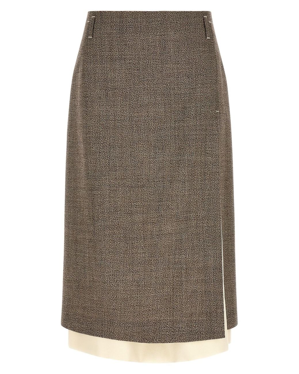 Tela Brown Multi-layer Hem Skirt