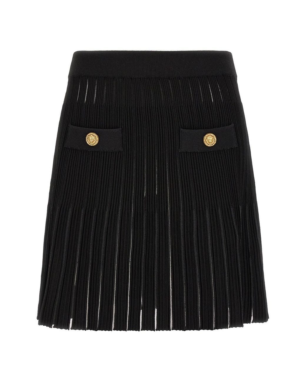Balmain Black Pleated Skirt