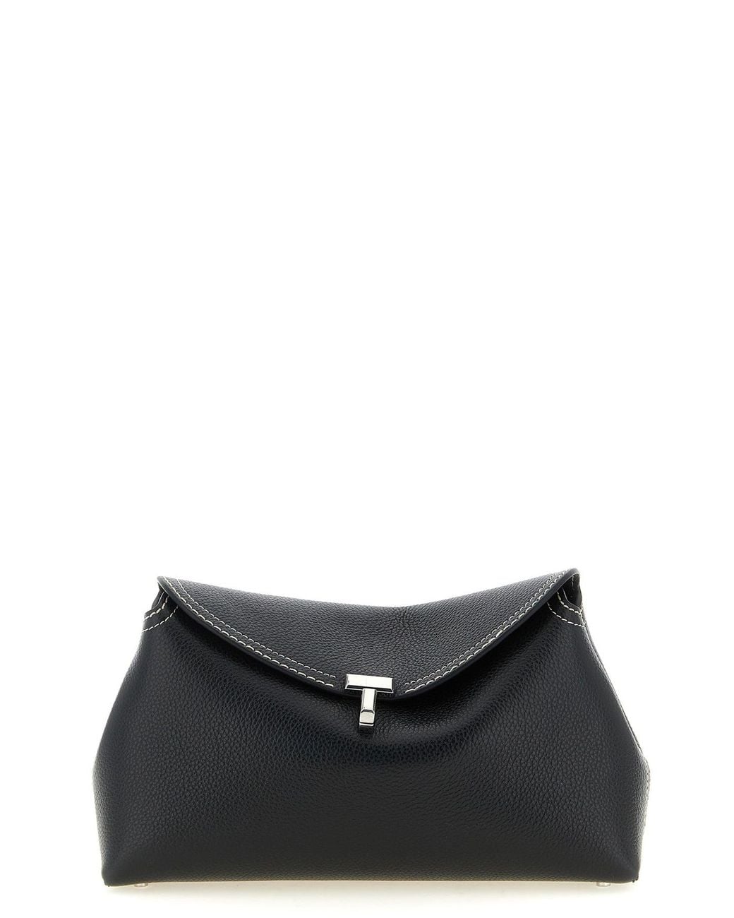 Totême Black Clutch With T-Lock Closure