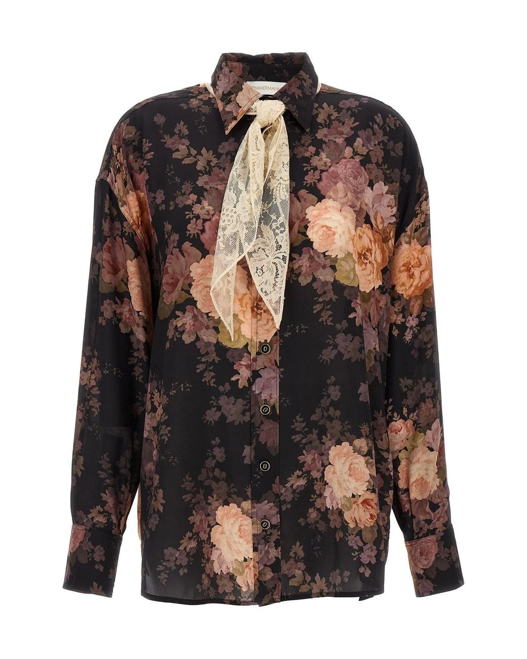 Zimmermann Black 'illustration Lace Scarf' Shirt