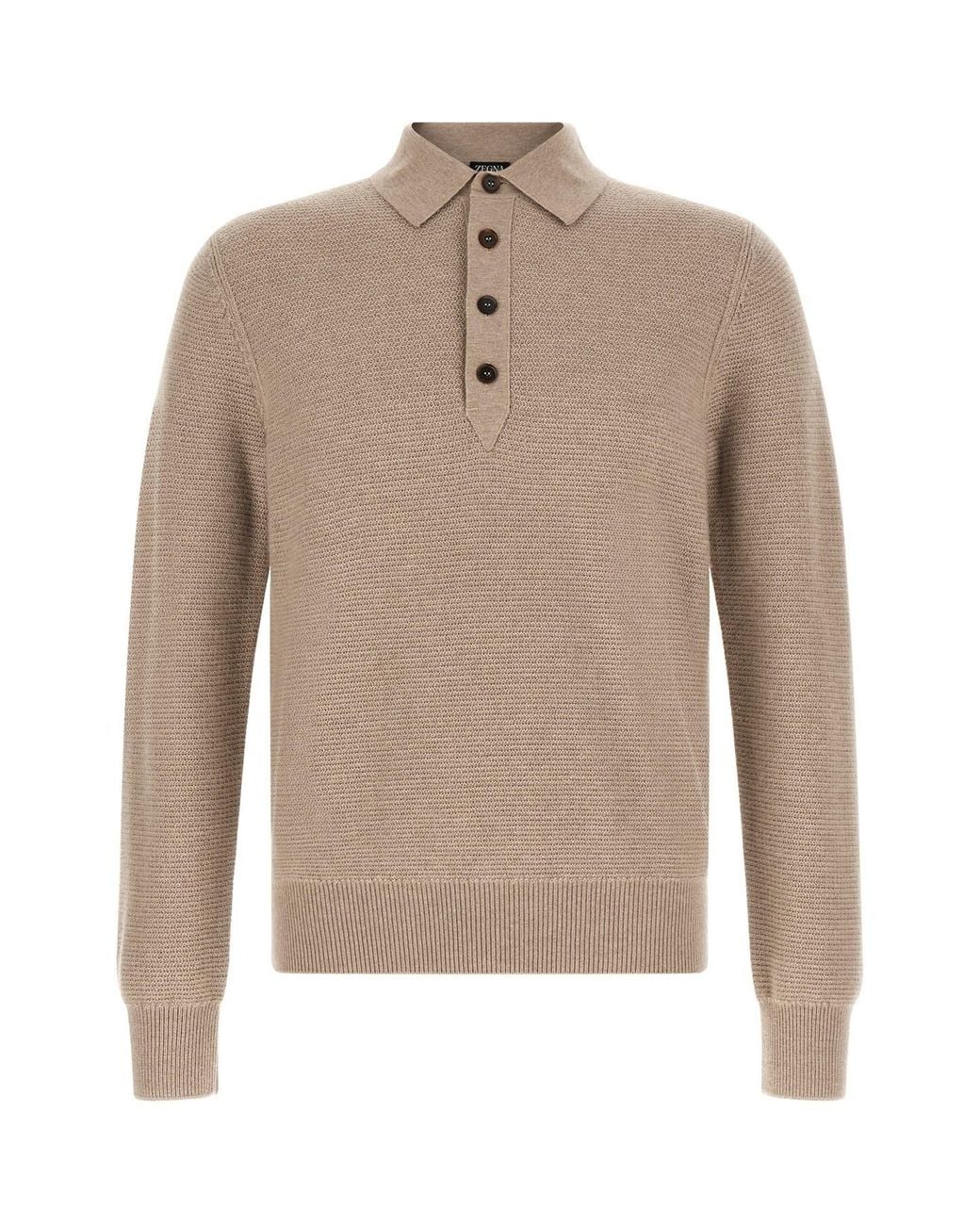 Zegna Natural Polo Shirt Oasi Cashmere for men