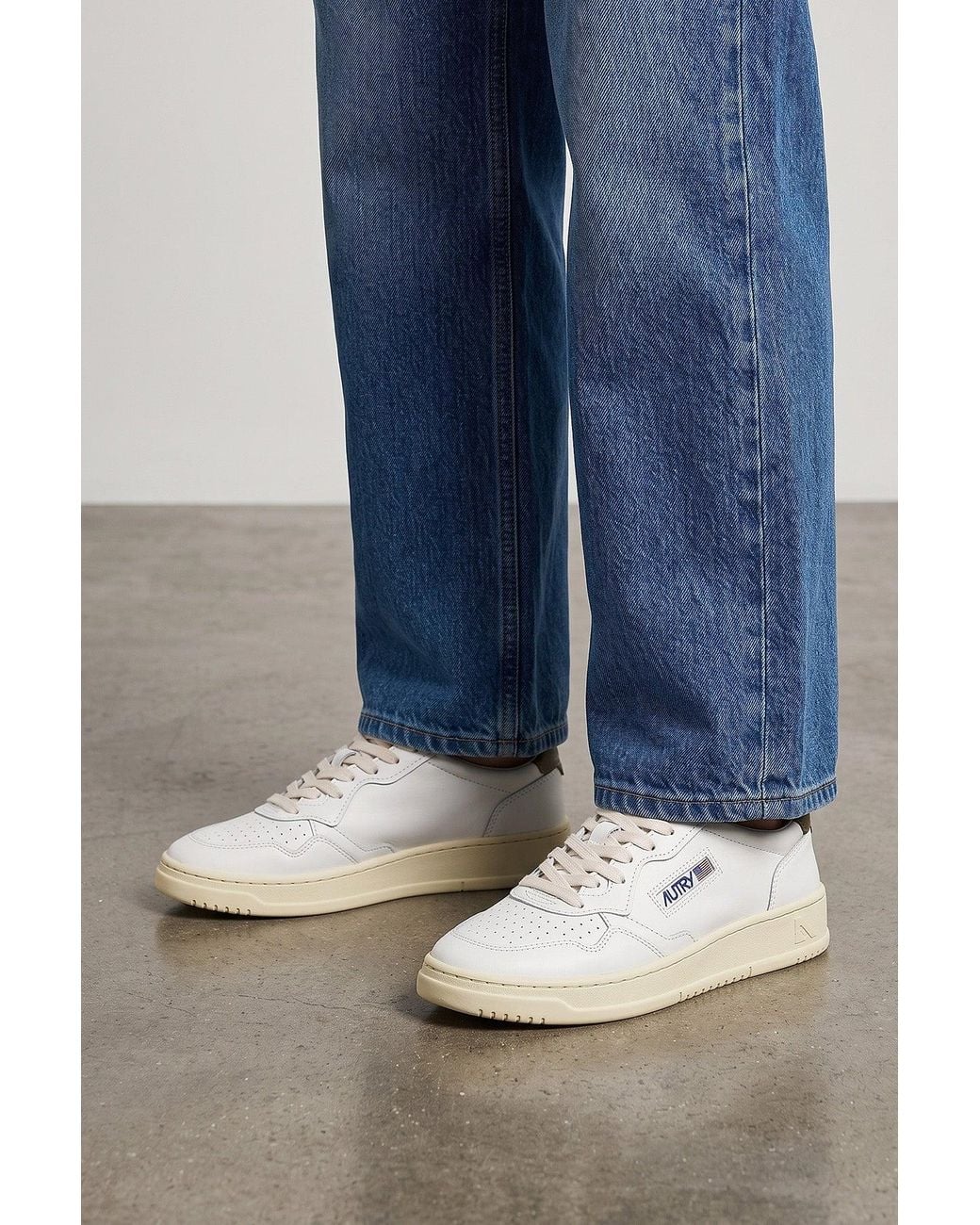 Autry White Low-Top Sneakers With Perforated Toe