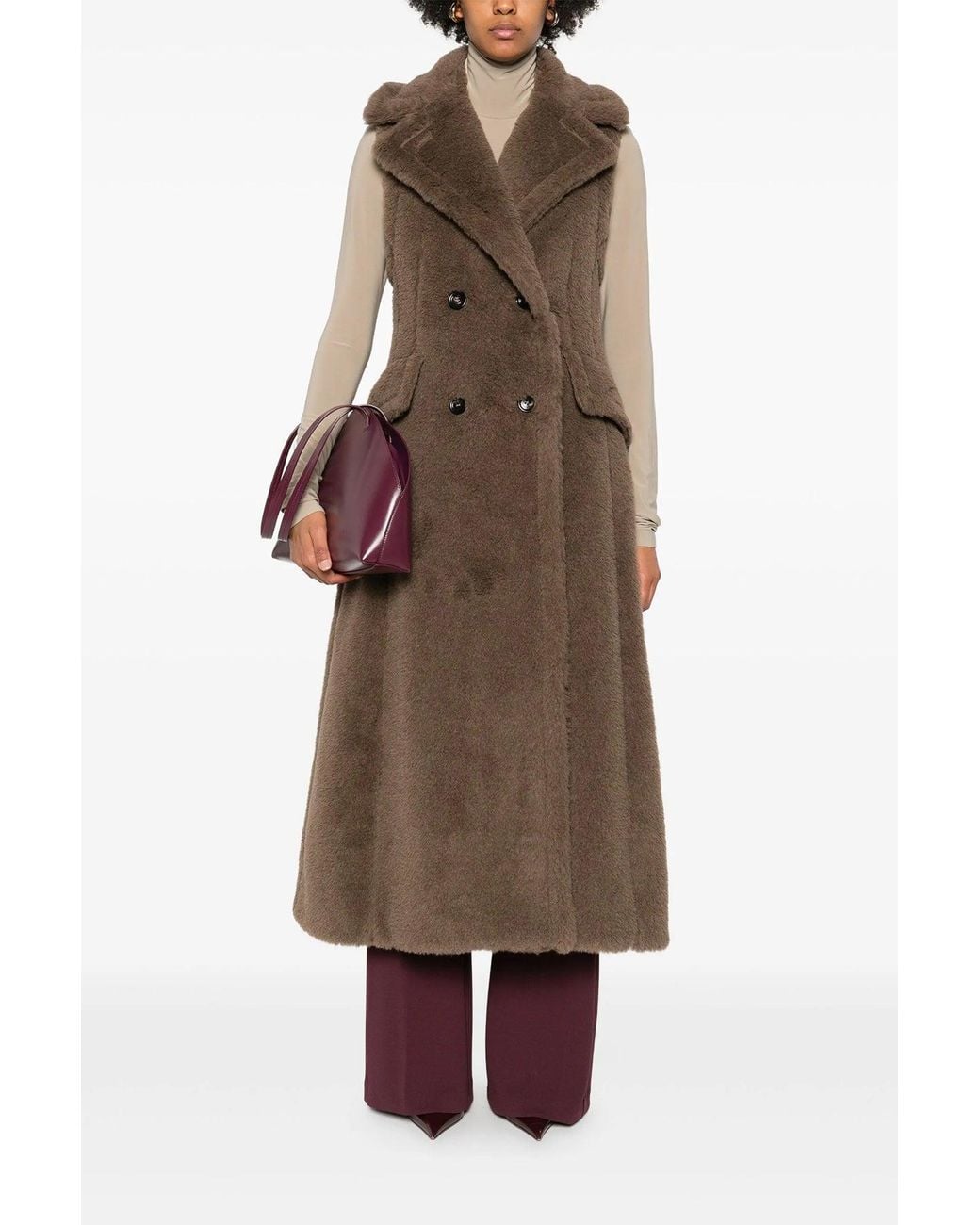 Max Mara Brown 'Boario' Sleeveless Coat