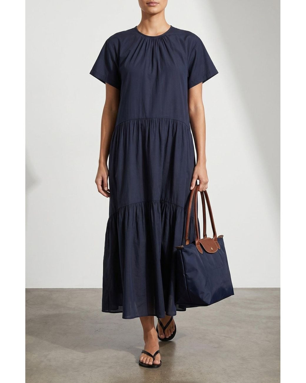 Longchamp Blue Shoulder Bag With Leather Details
