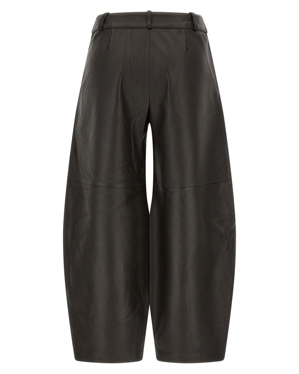 Co. Black Barrel-Leg Leather Trousers