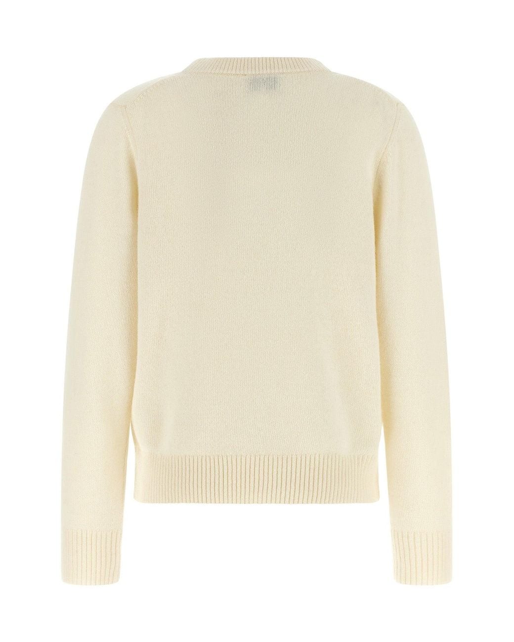 Ganni White Intarsia Knit Sweater
