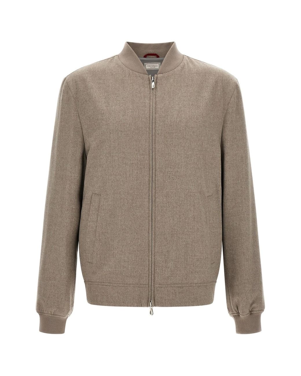 Brunello Cucinelli Gray Light Flannel Bomber Jacket for men