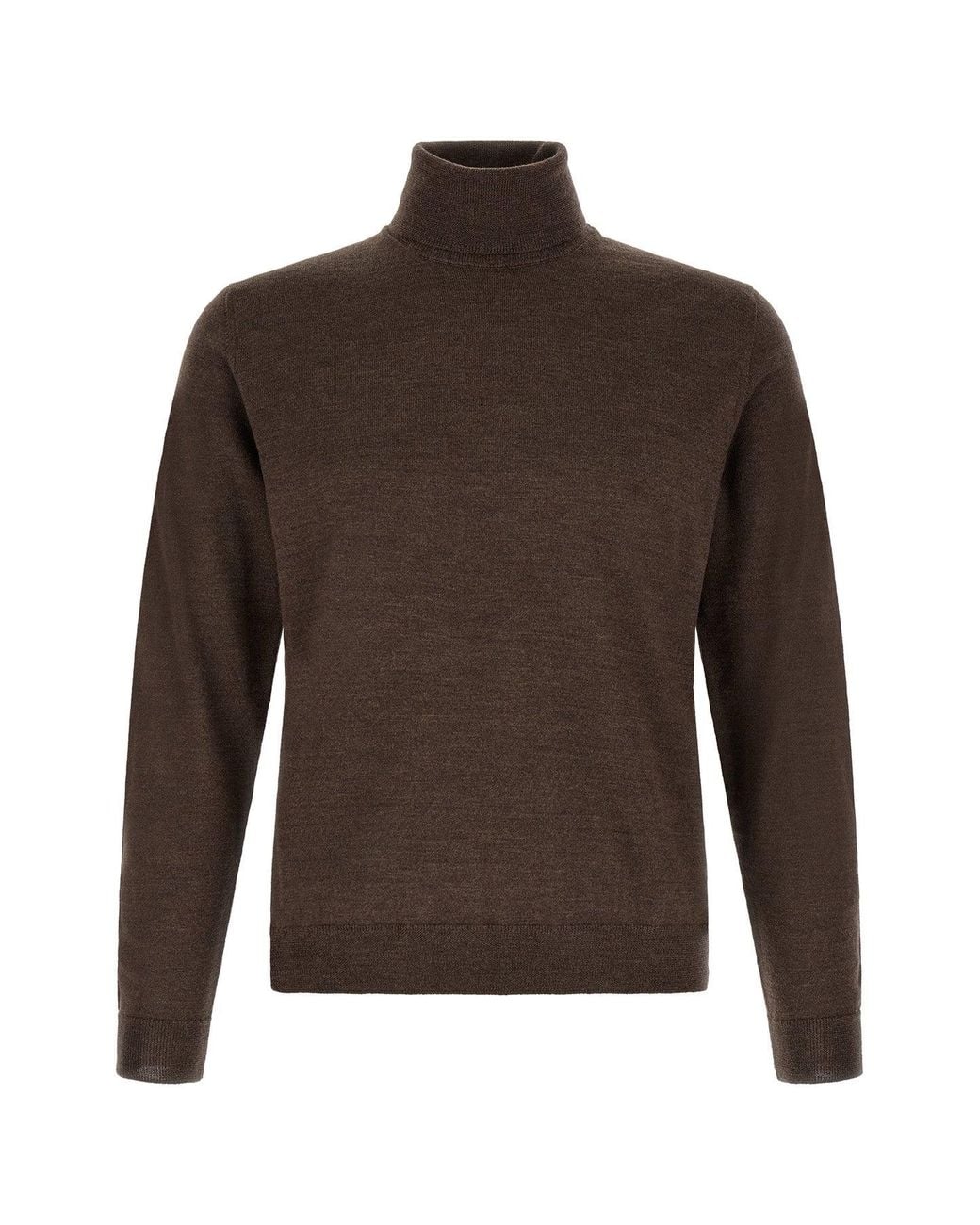 Zanone Brown Virgin Wool Turtleneck Sweater for men