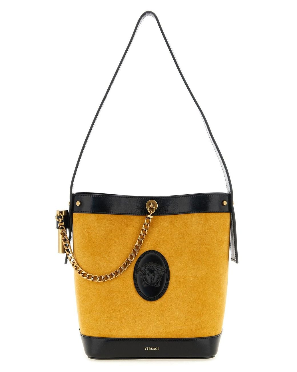 Versace Orange Small 'Pivot' Bucket Bag