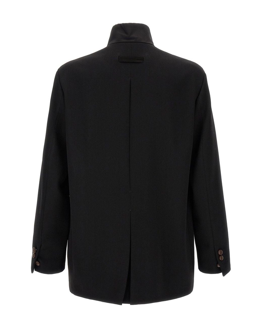 Zegna Black Wool Blazer With Distinctive Woven Buttons for men