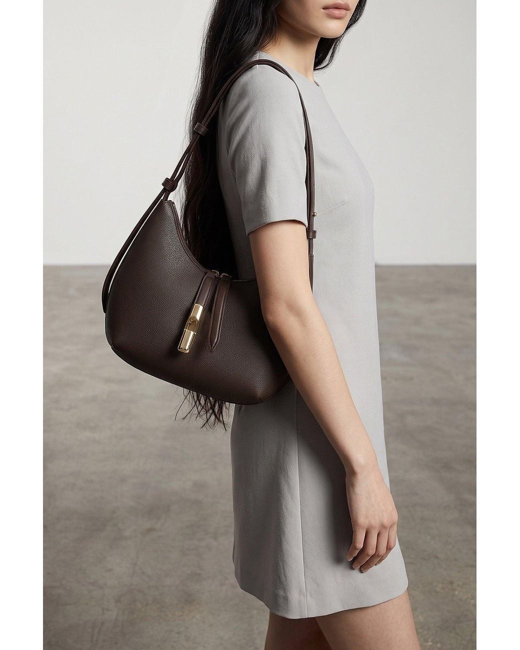Furla Brown Shoulder Bag With Cylindrical Detail
