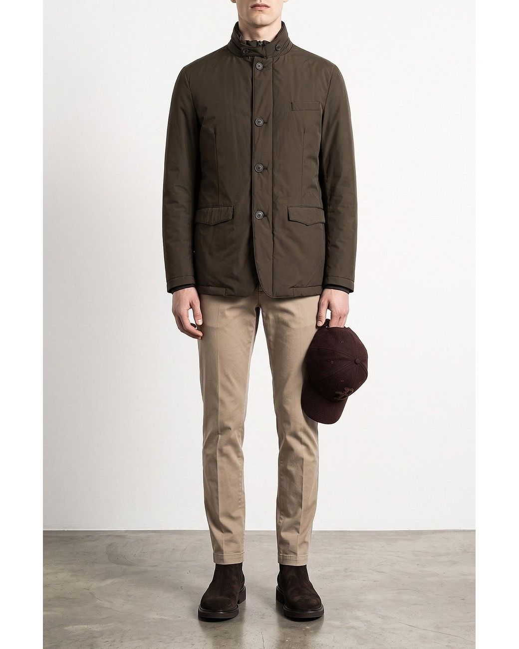 Herno Brown Jacket With Removable Bib for men