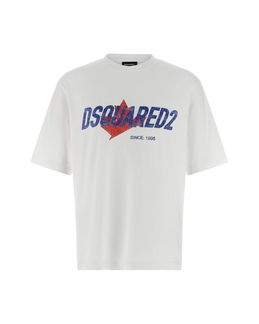 DSquared² White T-Shirt With Distressed Graphic Print for men