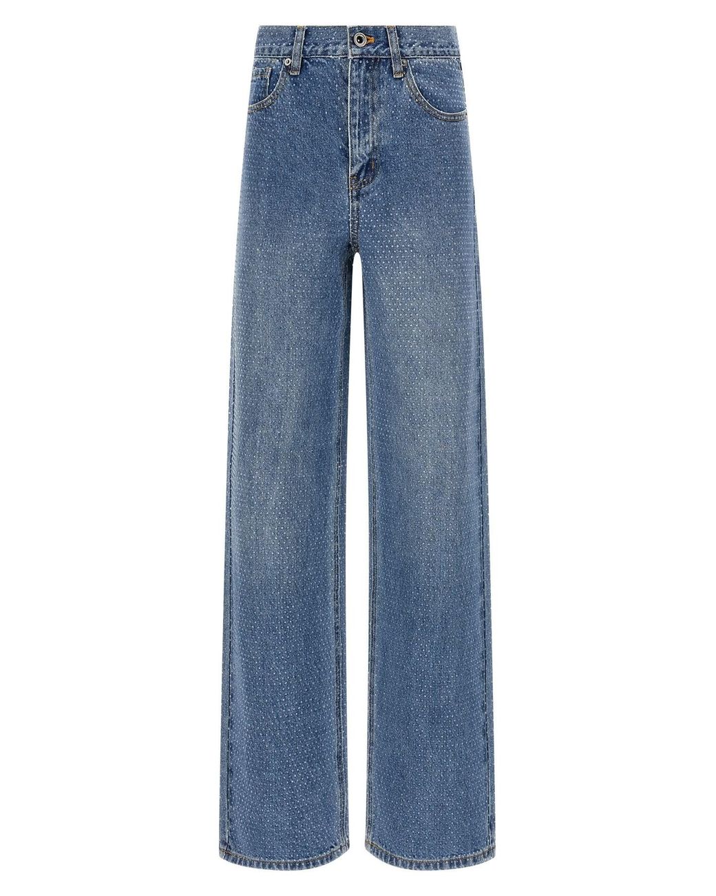 Self-Portrait Blue 'rhinestone Denim Straight Leg' Jeans