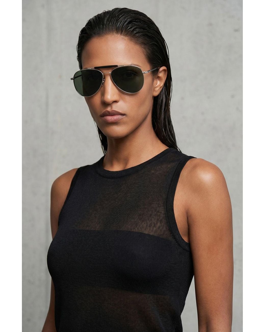 Saint Laurent Green Double-Bridge Sunglasses for men