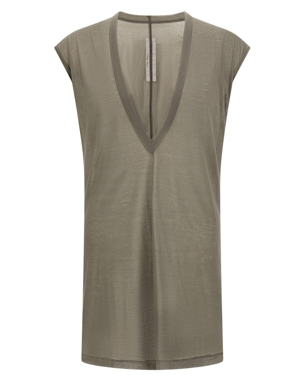 Rick Owens Gray Semi-Sheer Jersey T-Shirt for men