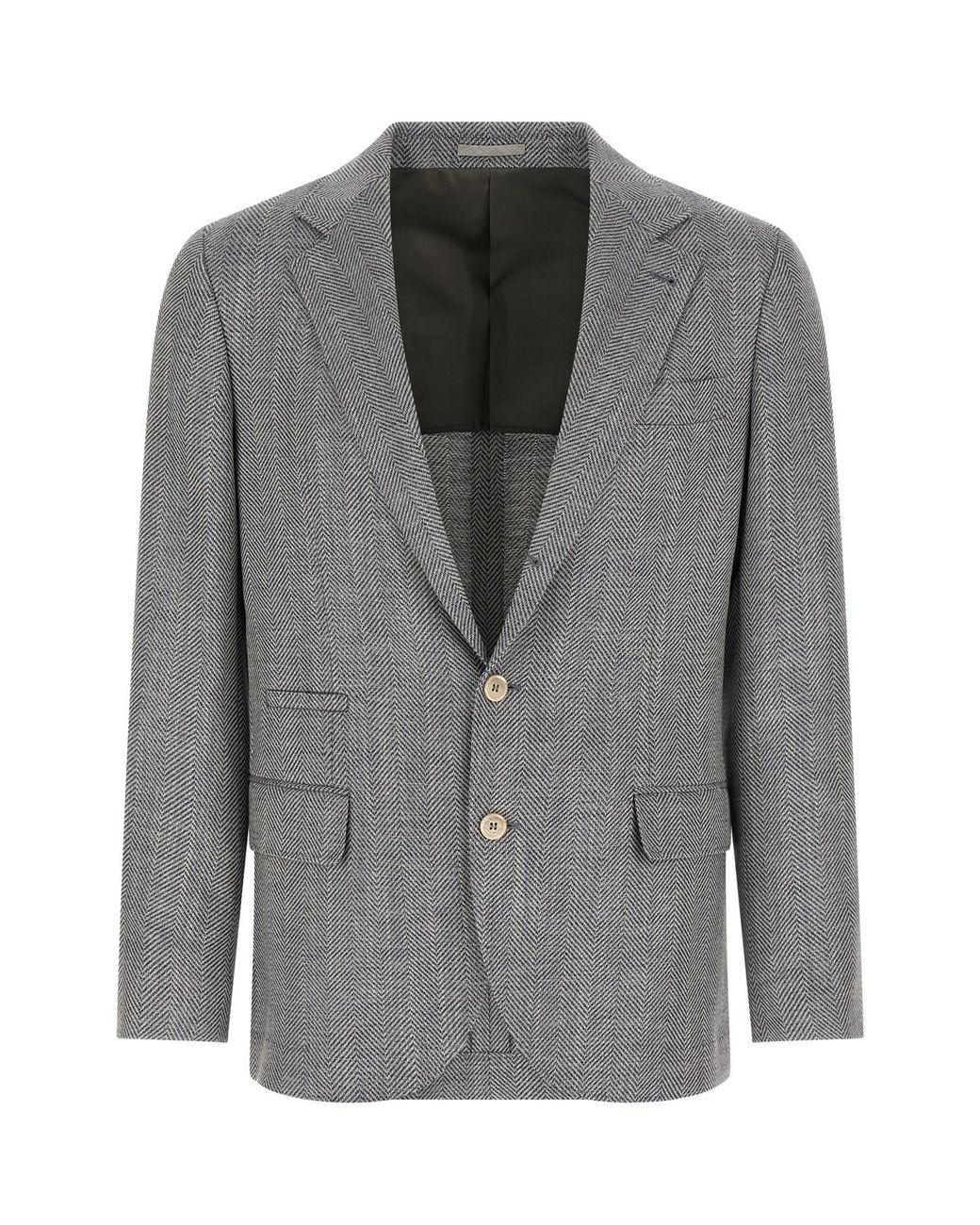 Brunello Cucinelli Gray Deconstructed Single-breasted Blazer for men