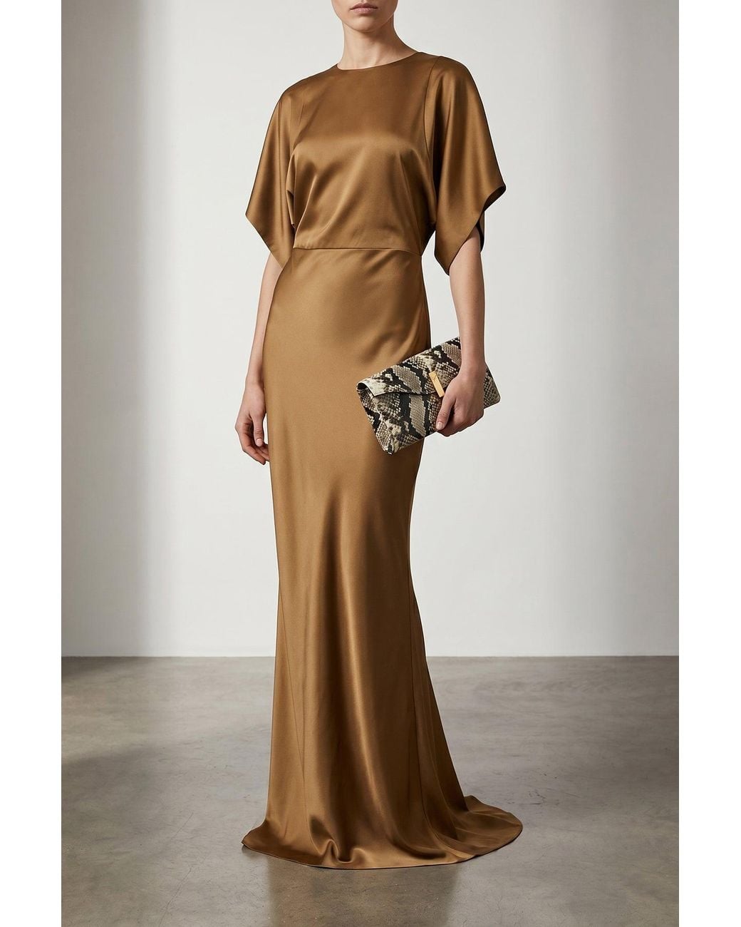 Norma Kamali Natural Maxi Dress With Draped Sleeves
