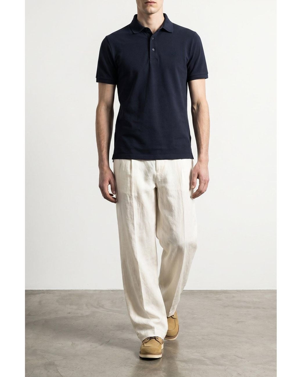 Etro Blue Polo Shirt With Embroidered Pegaso Logo for men