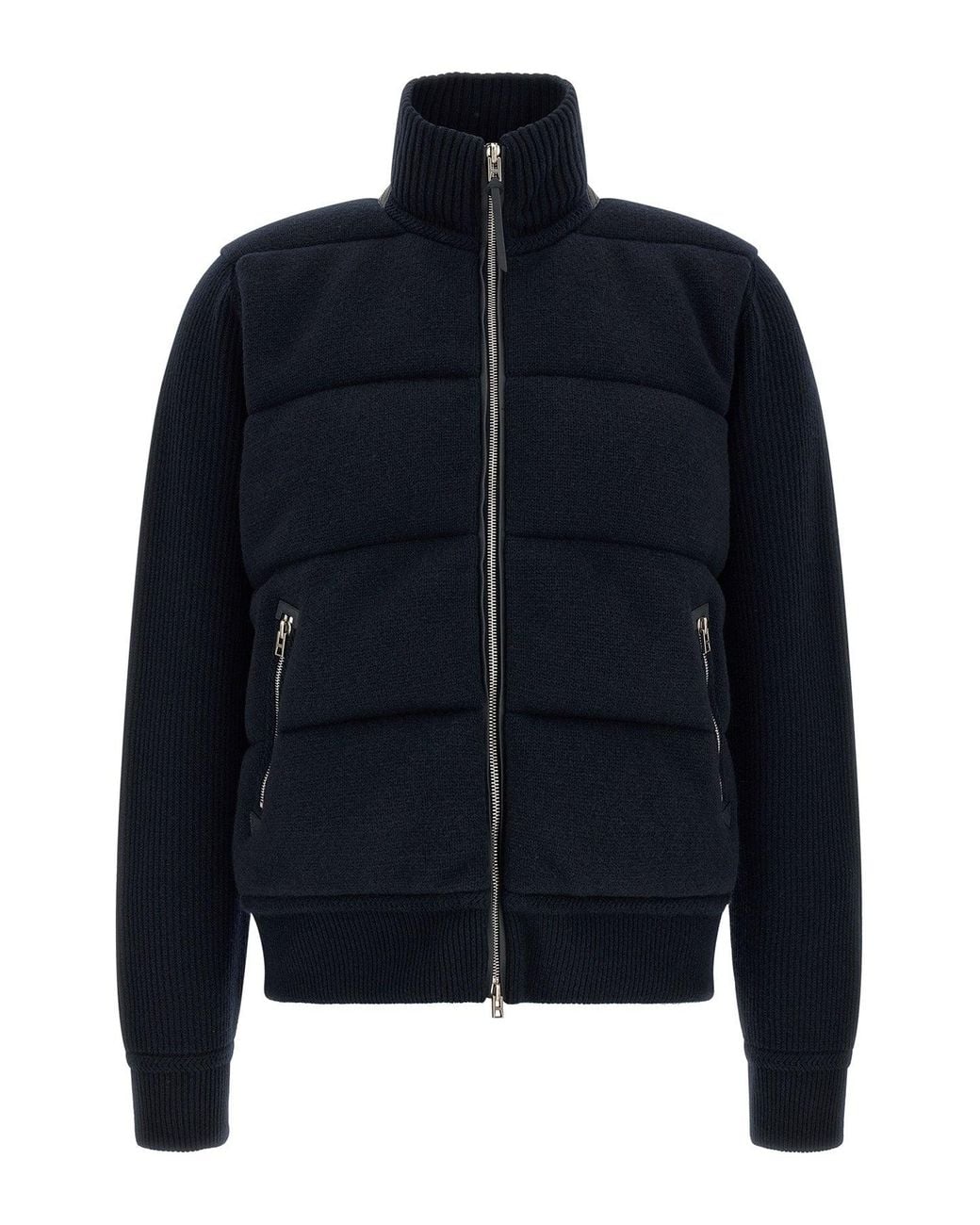 Tom Ford Blue Knit Jacket With Quilted Panel for men