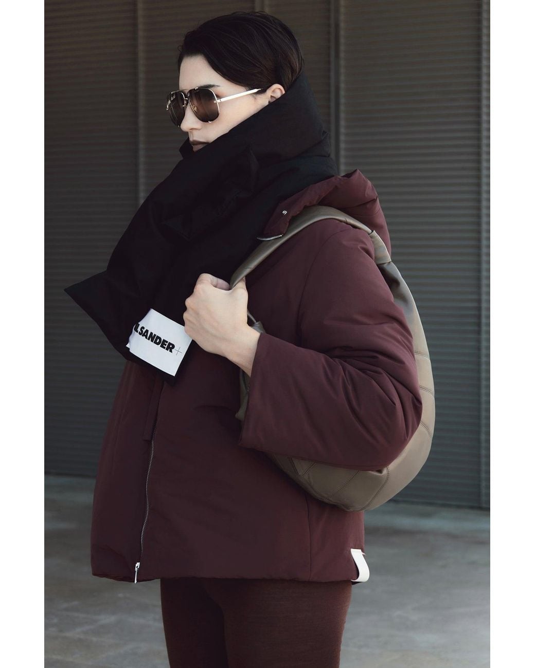 Jil Sander Black Schal 'Down Scarf 01'