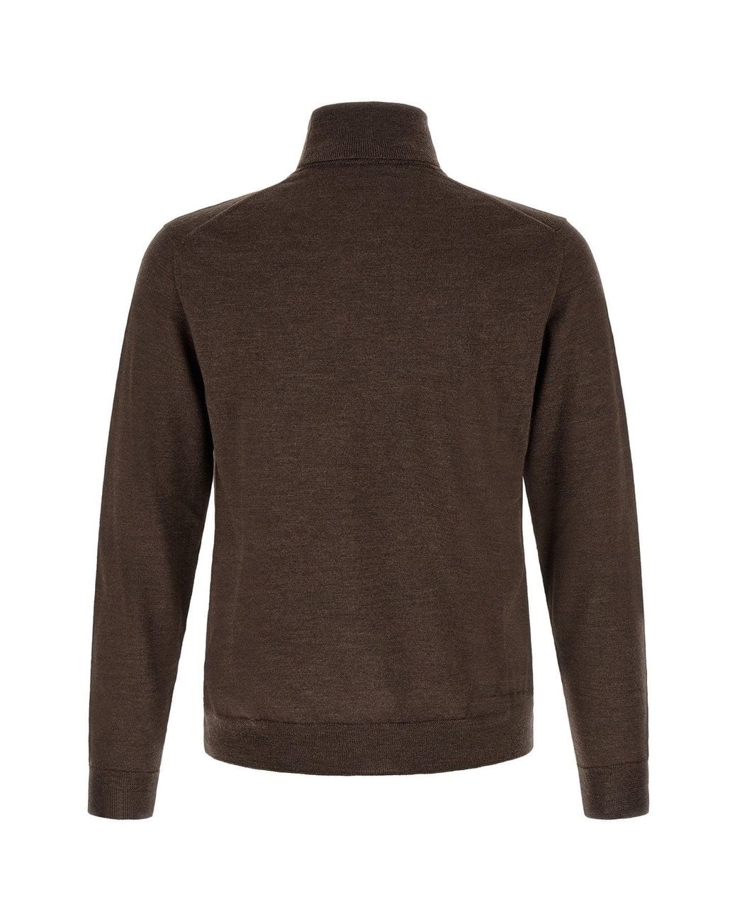 Zanone Brown Virgin Wool Turtleneck Sweater for men