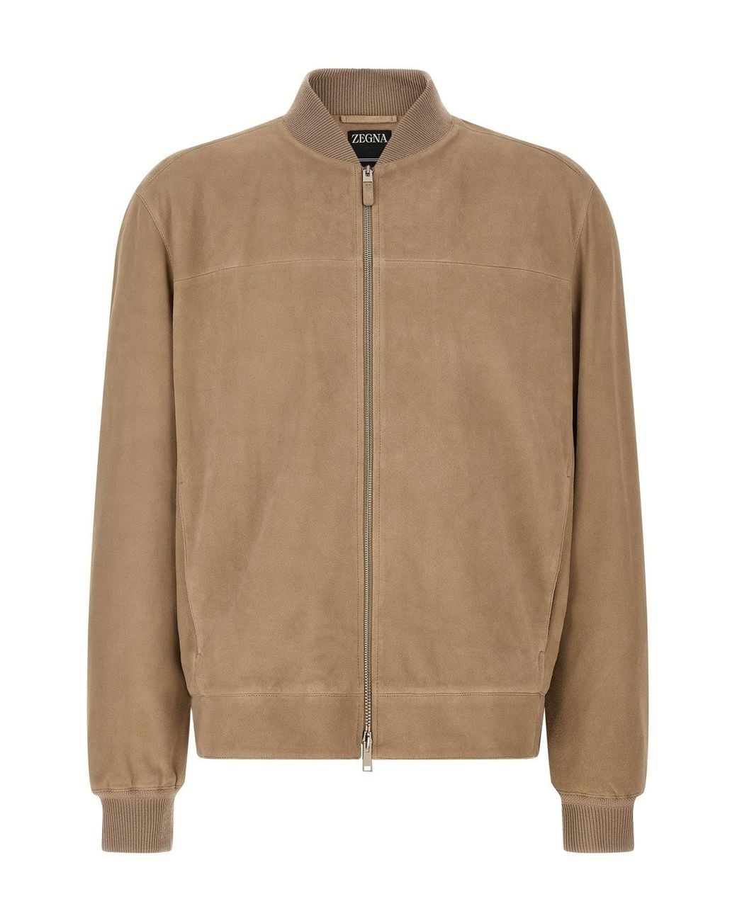Zegna Brown Suede Bomber Jacket for men