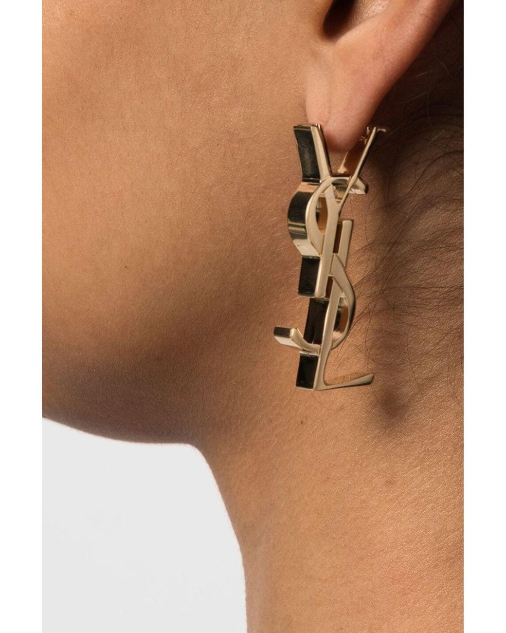 Saint Laurent Metallic Earring 'Chunky Monogramme'