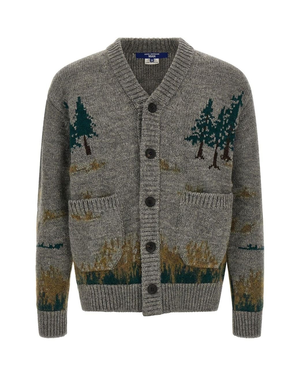 Junya Watanabe Gray Intarsia Landscape Cardigan for men