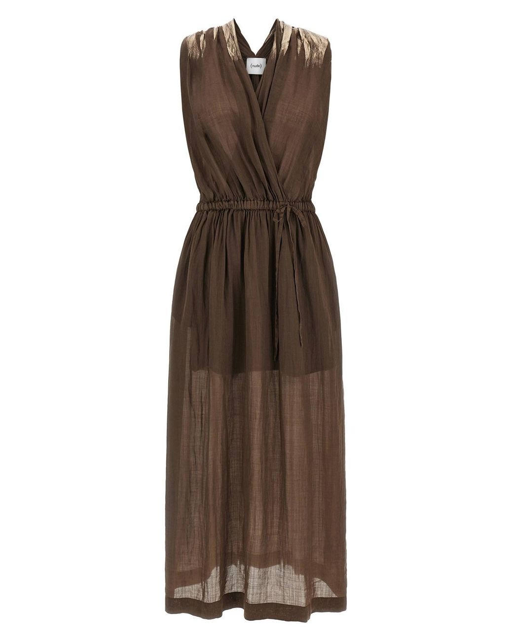 Nude Brown Linen Blend Dress