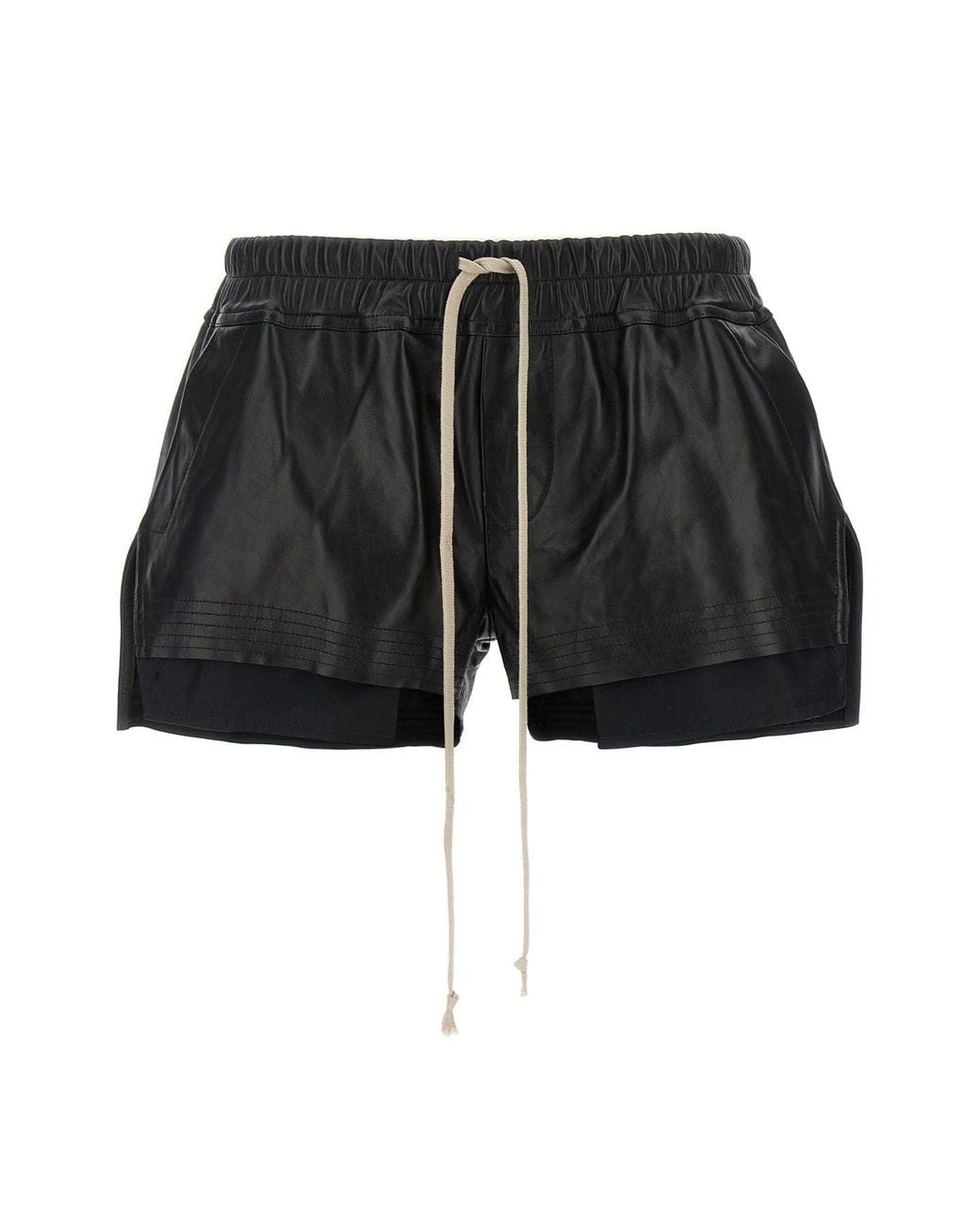 Rick Owens Black Shorts With Layered Hem
