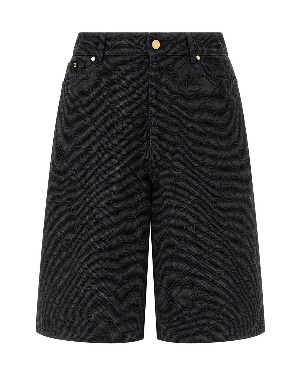 Casablanca Black 'laser Monogram Denim' Bermuda Shorts for men