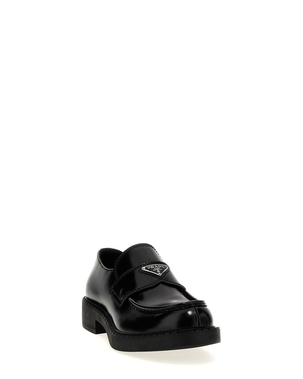Prada Loafer Mit Emailliertem Triangolo-Logo in Black für Herren