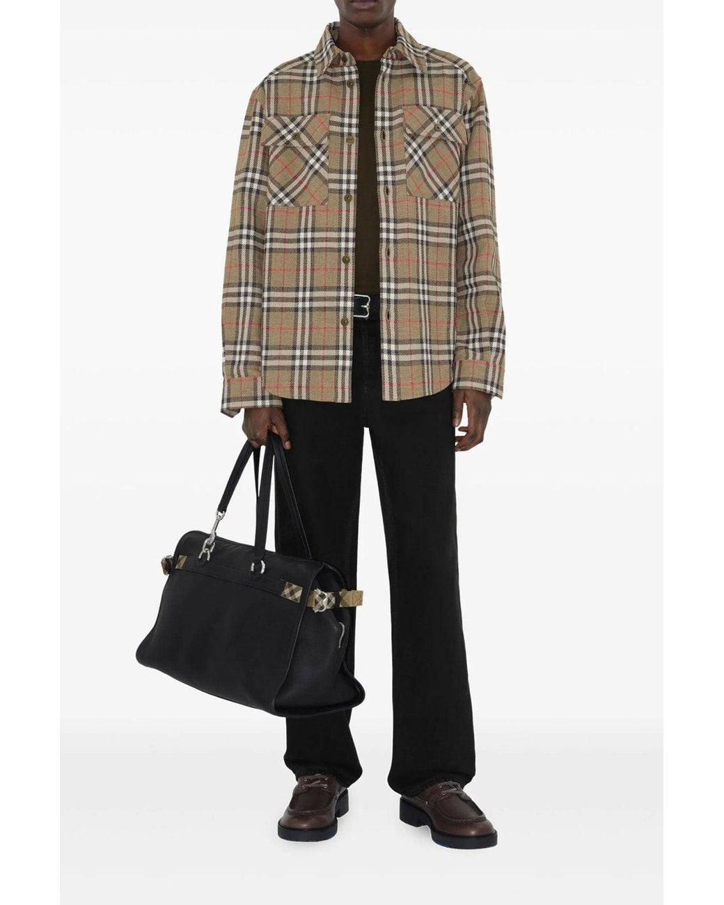 Burberry Gray Shirt 'Oversized Check' for men