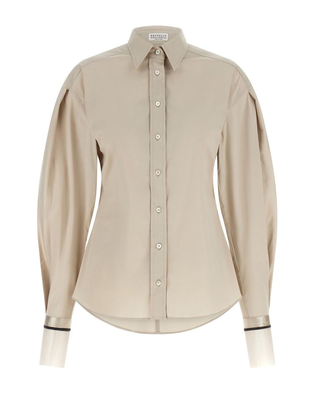 Brunello Cucinelli Natural Shiny Cuffs Shirt