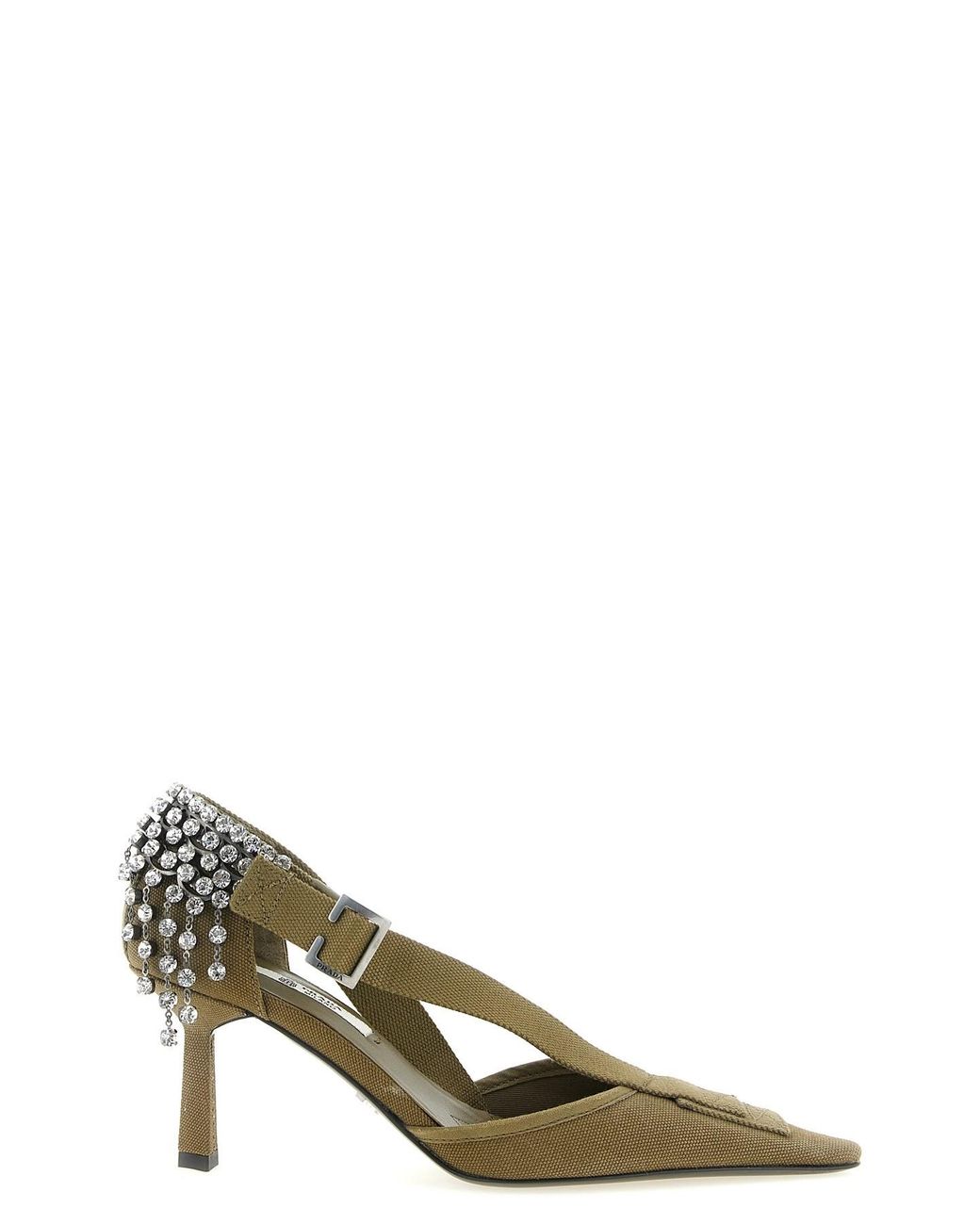 Prada Metallic Canvas Pumps