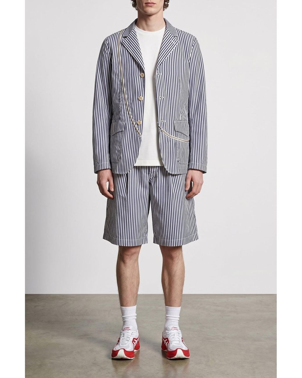 Comme des Garçons Blue Striped Cotton Bermuda Shorts for men
