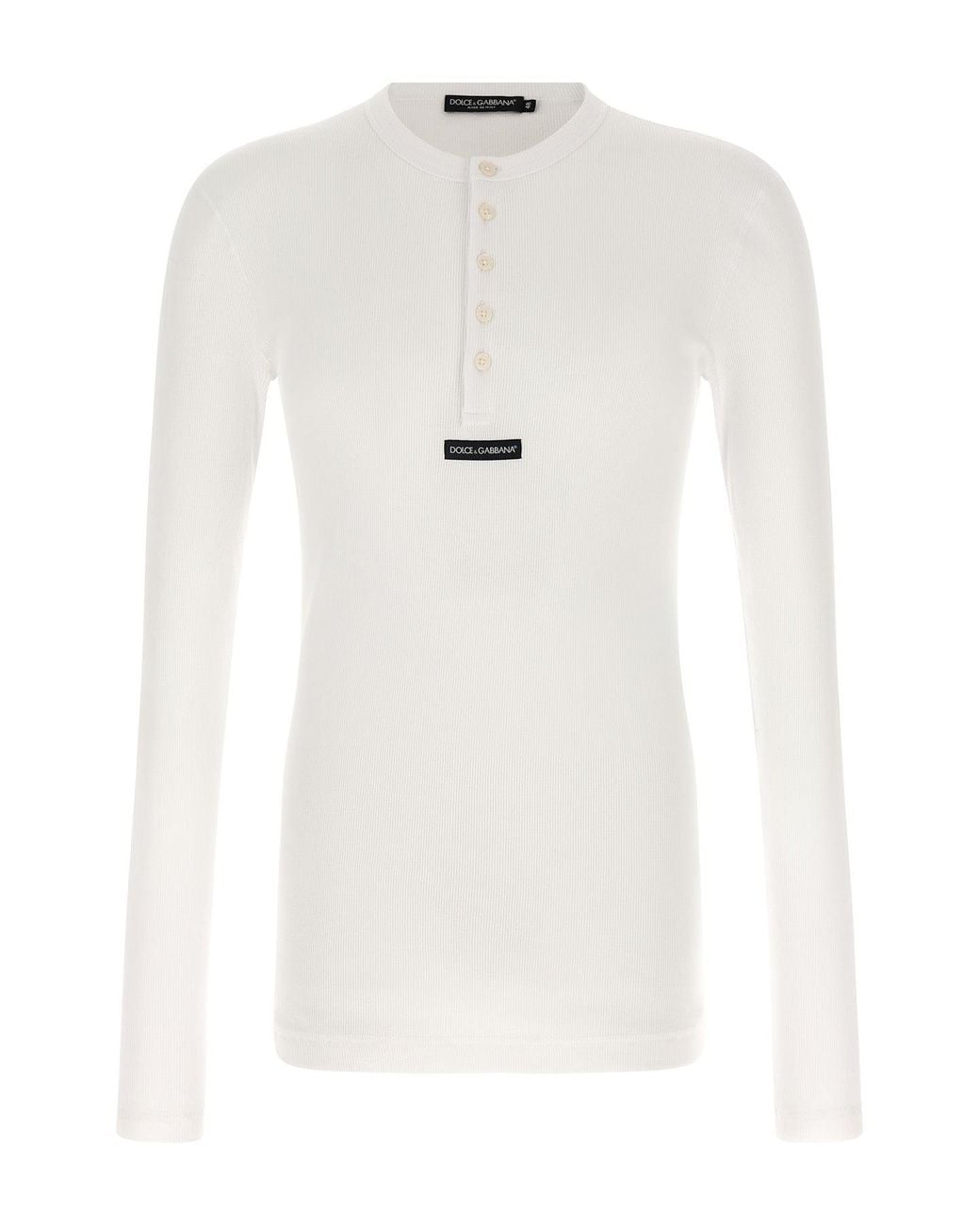 Dolce & Gabbana White Henley T-Shirt for men