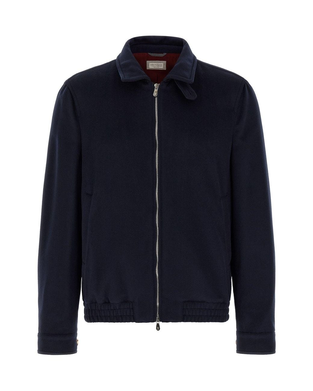 Brunello Cucinelli Blue Wool Beaver Bomber Jacket for men