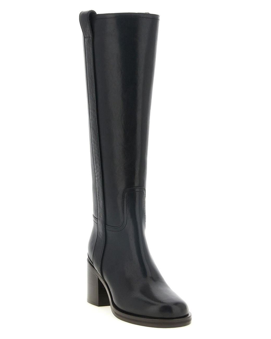 Brunello Cucinelli Black Riding Leather Boot With 'Precious Detail'