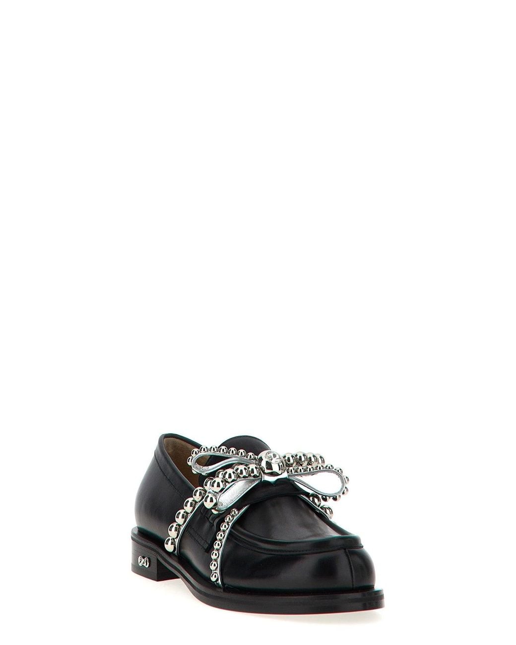 Mach & Mach Black 'Crystal Studs' Loafers