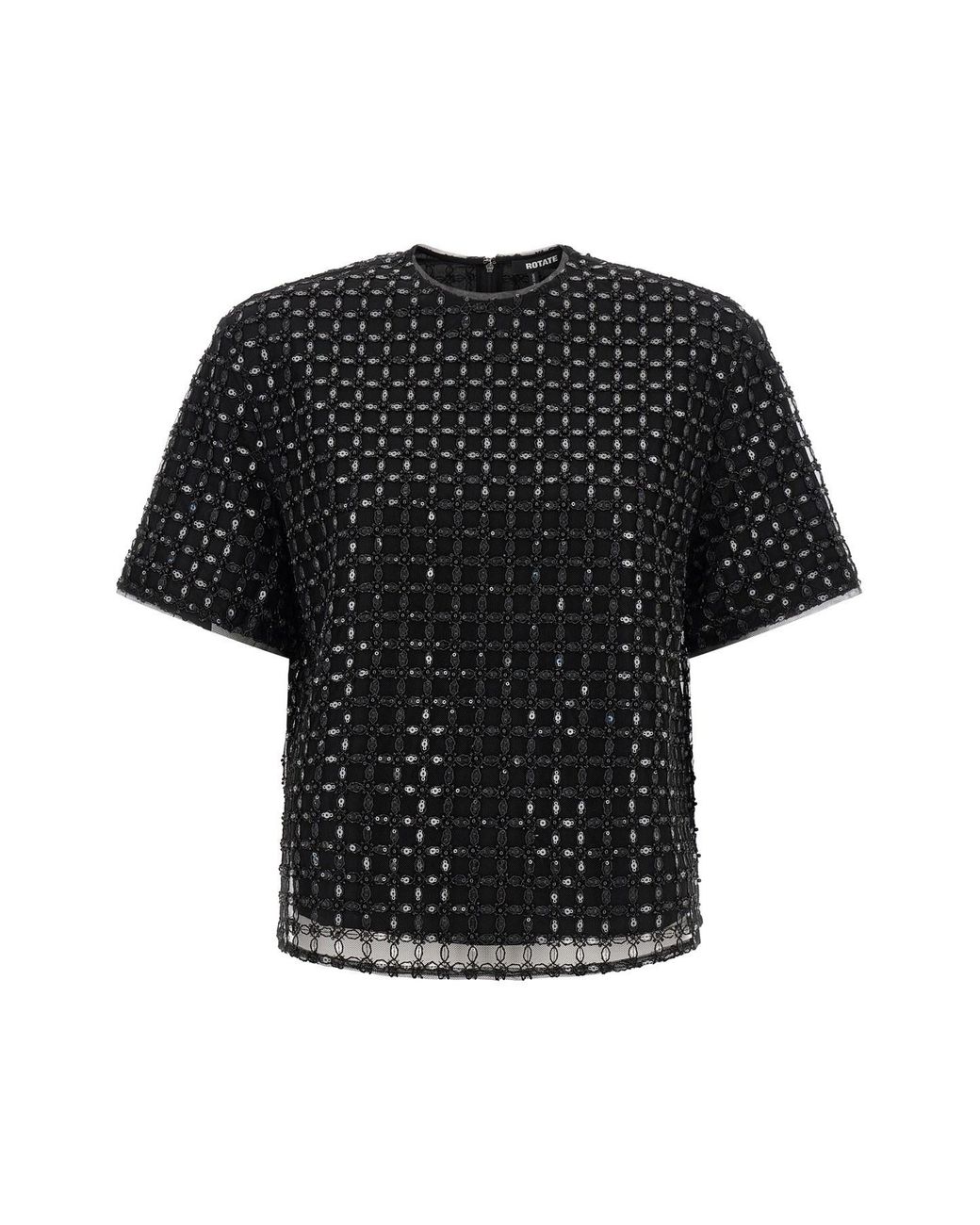 ROTATE BIRGER CHRISTENSEN Black 'beaded Oversize' Top