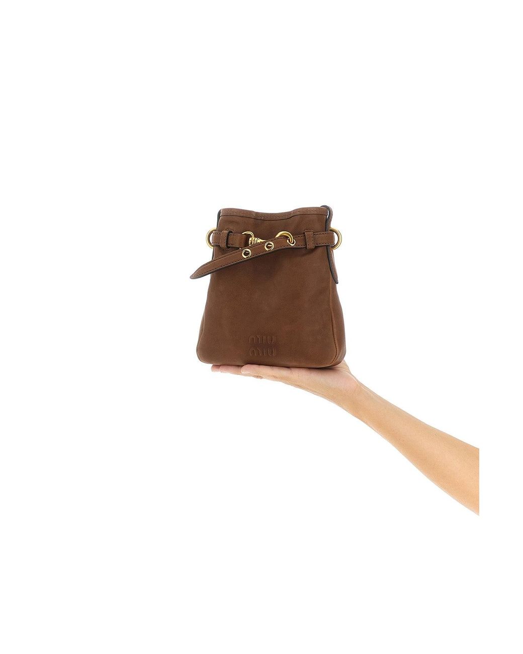 Miu Miu Brown Shoulder Bag With Swivel Hook Detail