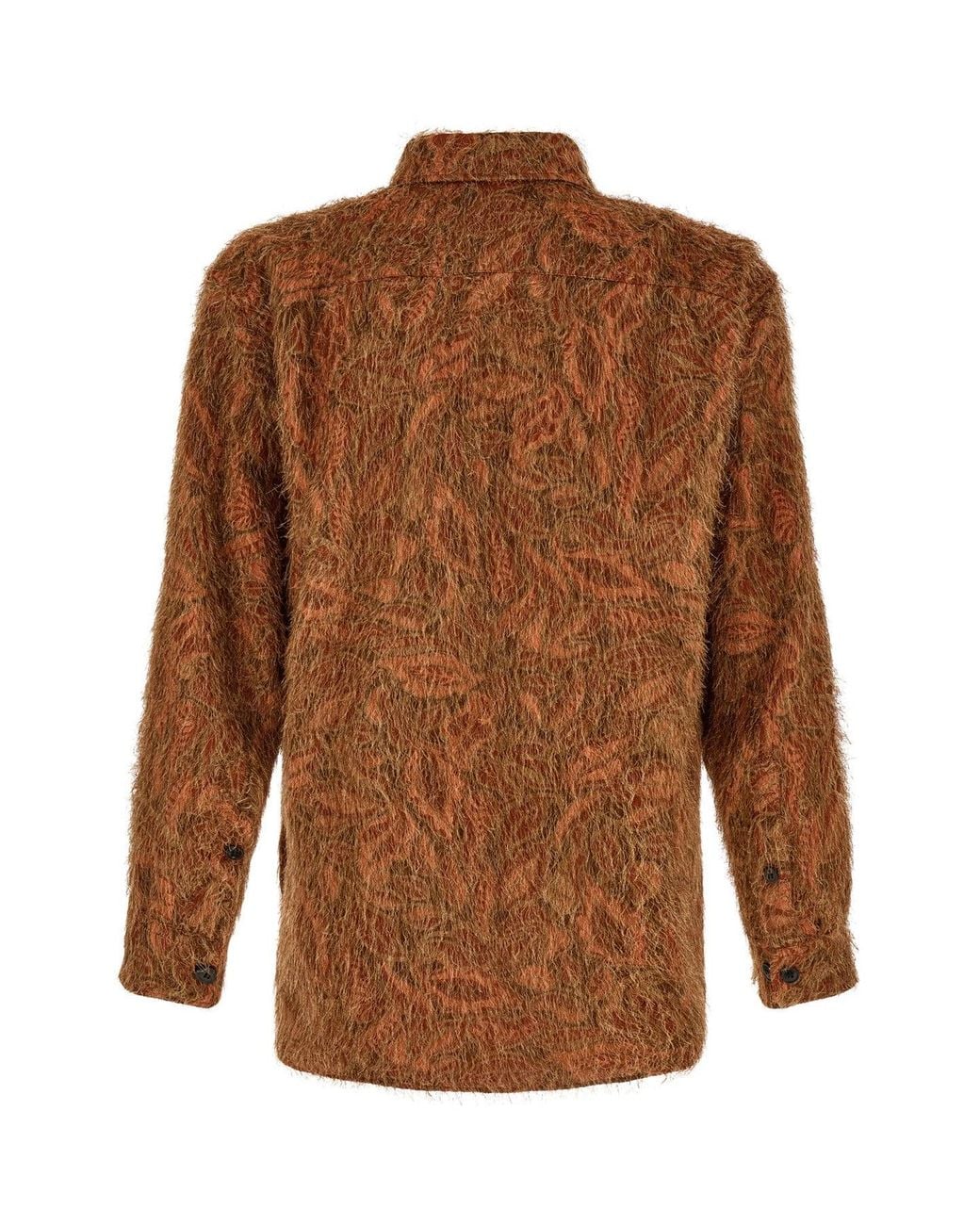 Dries Van Noten Brown Shaggy-Effect Jacquard Shirt for men