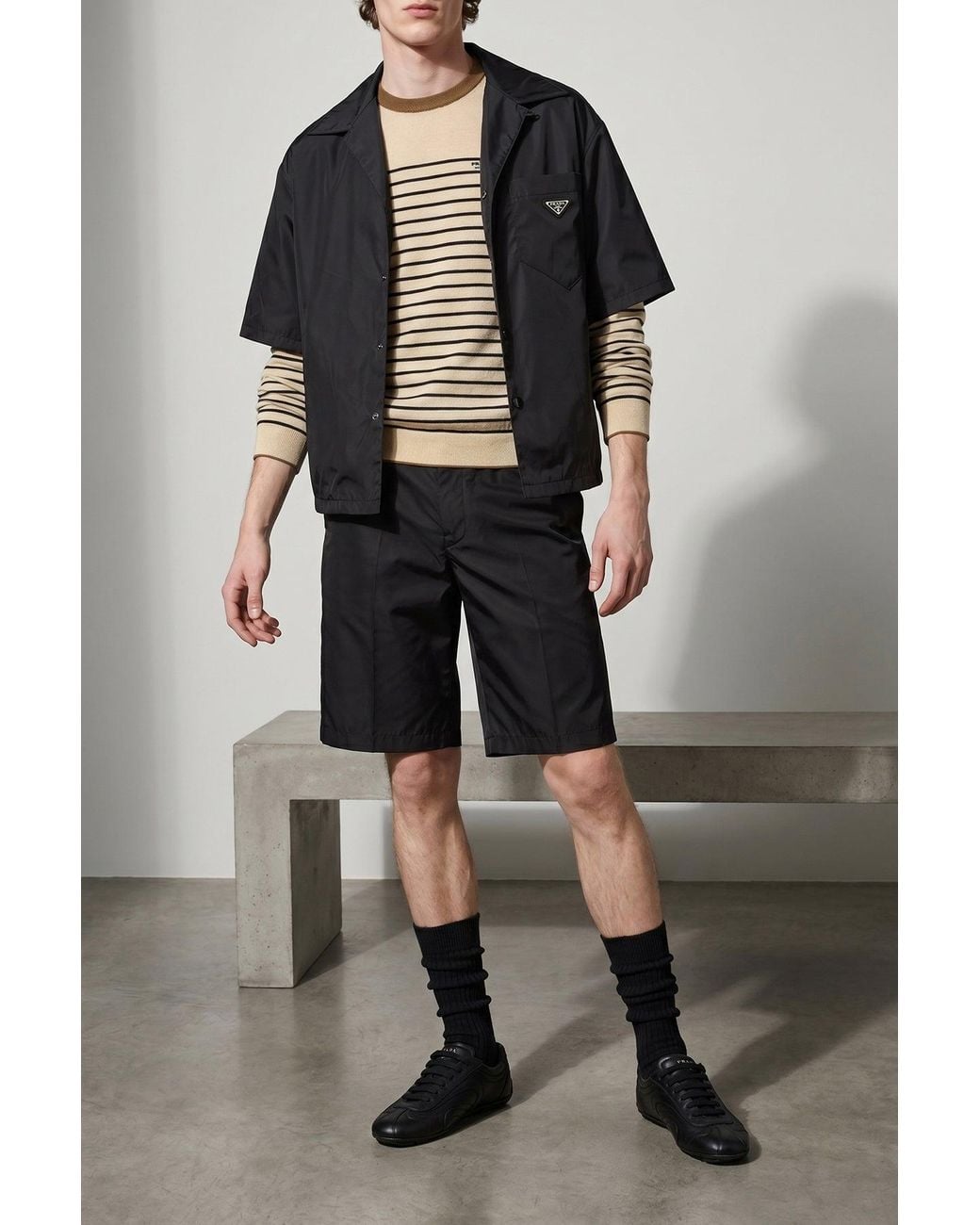 Prada Re-Nylon Hemd in Black für Herren
